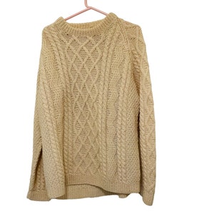 Estridge Handmade Womens Sweater Cable Knit Cream Large