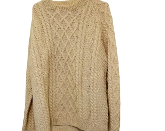 Estridge Handmade Womens Sweater Cable Knit Cream Large