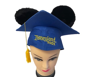 Disneyland 2002 Graduation Cap Hat Mickey Mouse Ears Tassel Blue