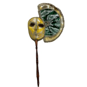 SOL Harlequin Stick Mask Carnival Decorative Venice Italy Venezia CA&#39;DEL