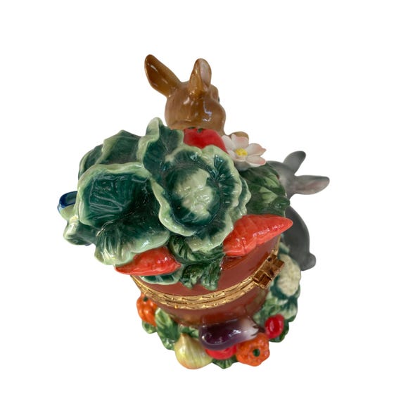 Decorative Ceramic Easter Rabbit Trinket Box 8" x… - image 7