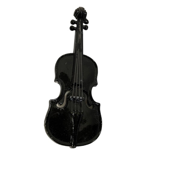 Violin Brooch Black 4 String Maple Spruce Wood 4" - image 5