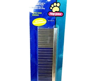 Top Paw Large Comb  Pet Hair for Long Hair Breeds Two Length Teeth Rounded Tips