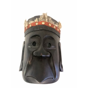 Mask Hand Painted African Mask With Flat Chin 9&quot; X 8&quot;