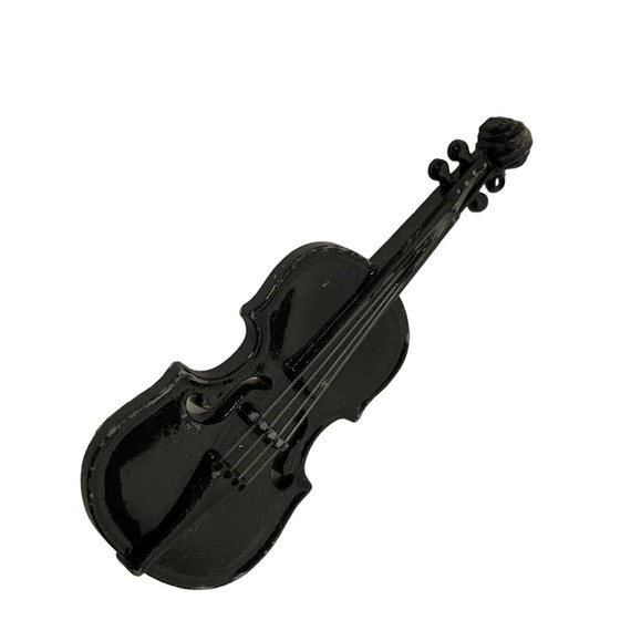 Violin Brooch Black 4 String Maple Spruce Wood 4" - image 1