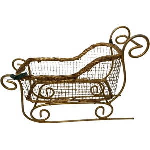 Merry Christmas Santa Schlitten Schlitten Gold Holiday Metal 20x18 cm