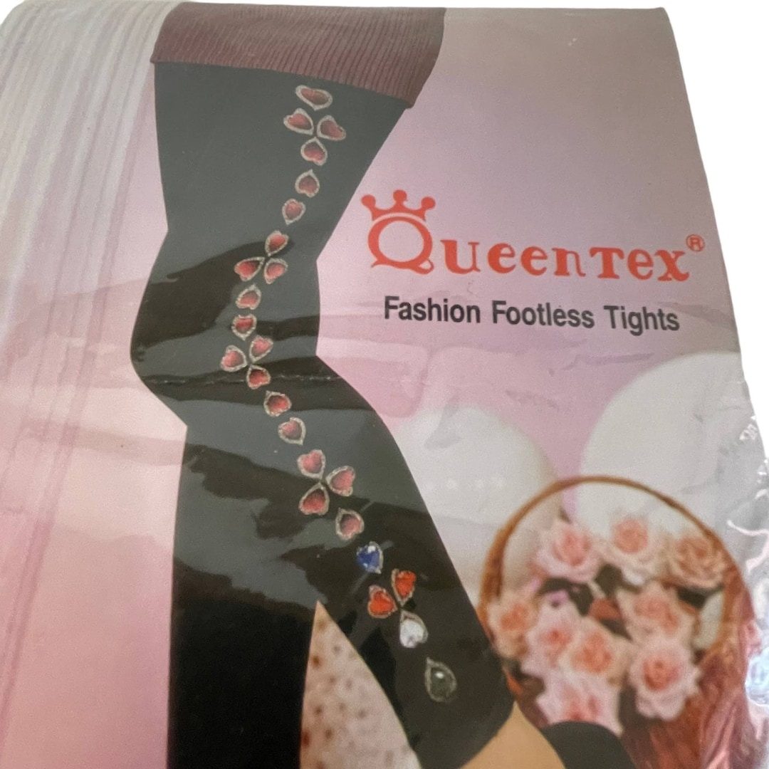 Queentex Womens Fashion Footless Tights One Size Fits 5 to 10 100-165 LBS  Taiwan 