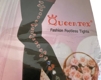 Queentex Womens Fashion Footless Tights One Size Fits 5" to 10" 100-165 LBS Taiwan