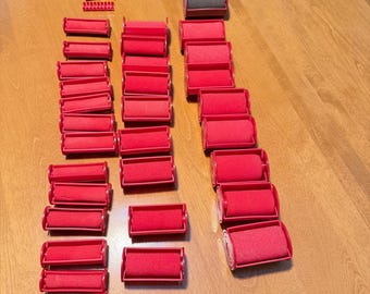 Caruso Professional Molecular Steam Hair Rollers Set Red Multi-Size Lot 30 pc