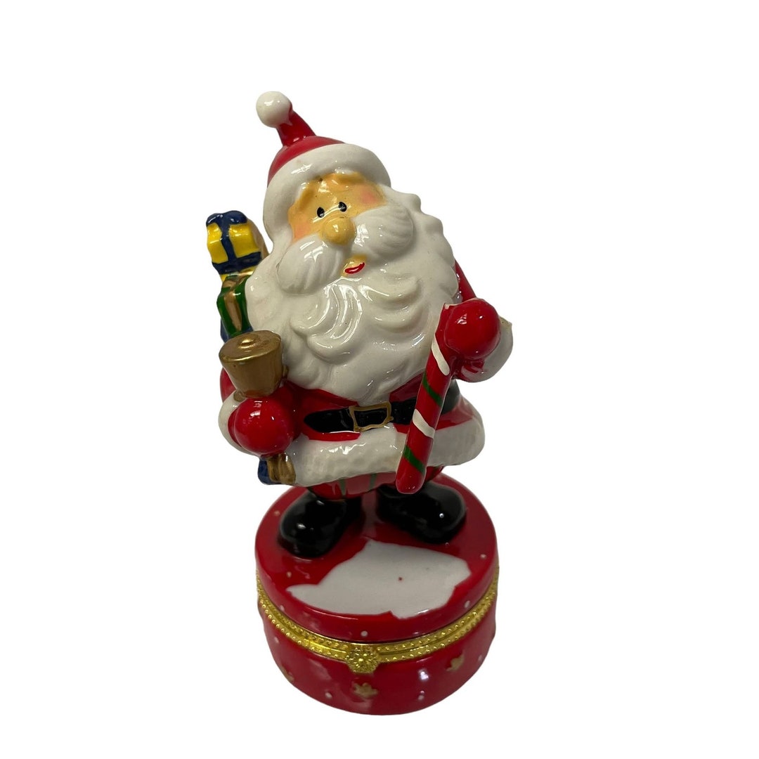Unbranded Santa Claus Ceramic Trinket Box Christmas Decor Red 4.5 ...