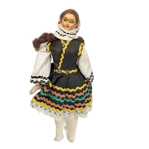 Vintage Souvenir Girl Doll International Female Costume Greece 7&quot;