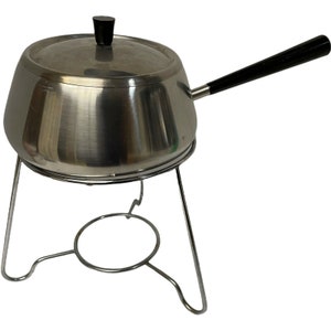 Vintage Fondu Pot Spring Inox 18/8 Silver Stainless Steel Made in Switzerland