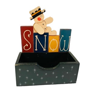 Vintage Santa&#39;s Workbench SNOW Wooden Christmas Box Card Green 8 1/2&quot; x 4 1/2&quot;
