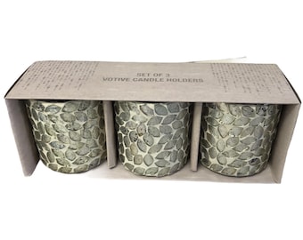 Votive Candle Holders (Set Of 3) Tea Light Votive Glass Leaf