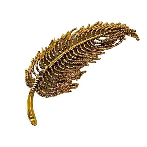 Broche Vintage Signée Monet - Motif Branche Et Feuilles - Métal Doré Avec Oxydation - Fabriquée Aux USA - Occasion Rare