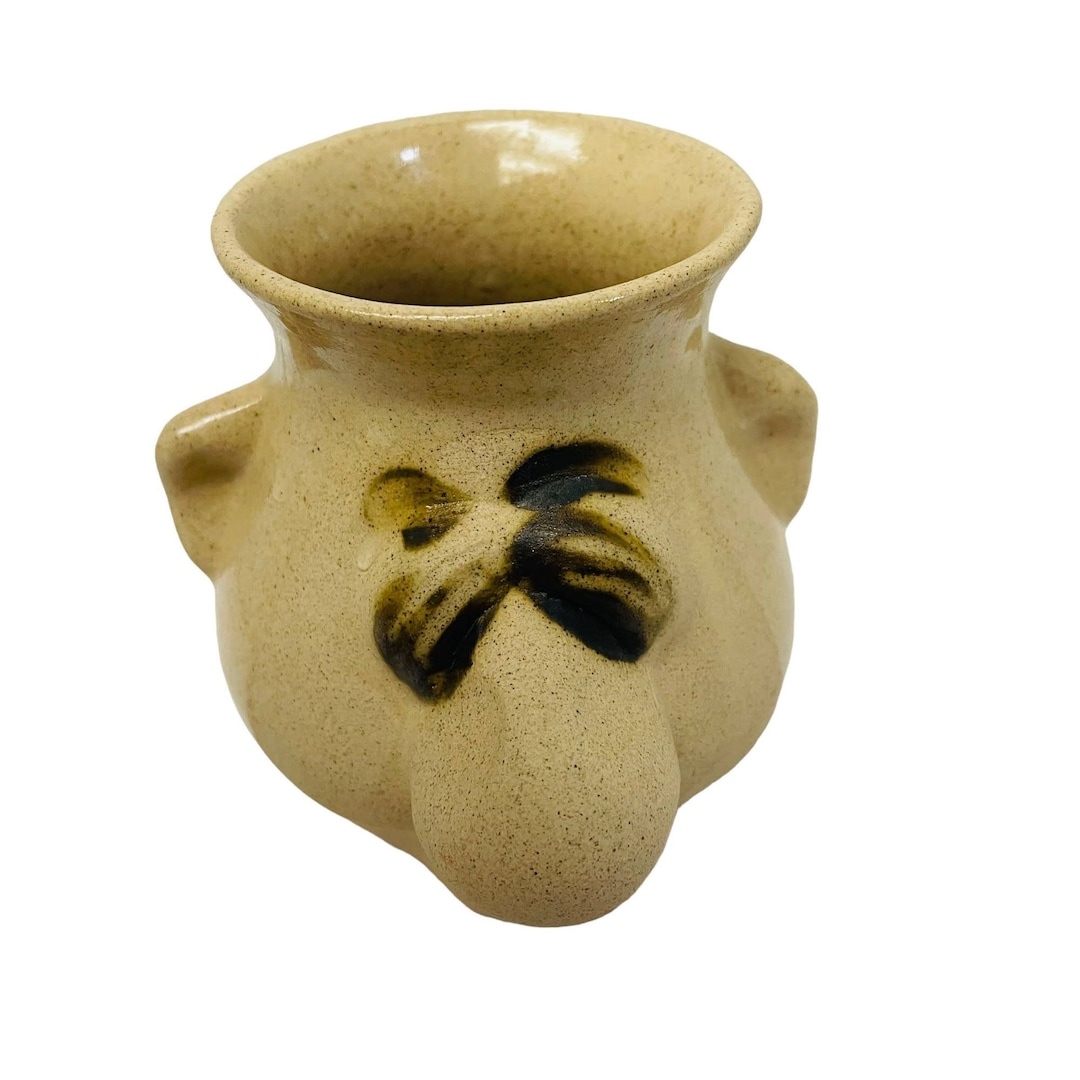 Collectible Pottery Egg Separator 3D Ugly Face Mug Brown Etsy
