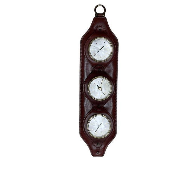 Vintage Veranderlich Regen Schon Barometer Hygrometer Brown 17.5