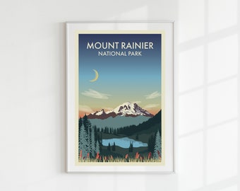 Mount Rainier National Park Vintage Travel Poster