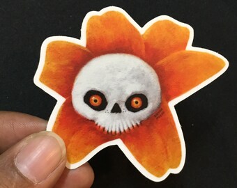 Skull-Flower - Spooky Vinyl Sticker