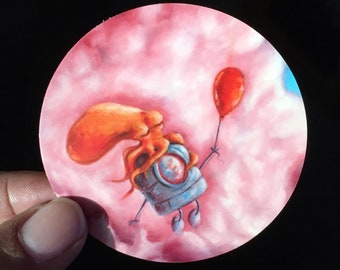 ALWAYS FLY HIGH - Fun Robot Octopus Vinyl Sticker