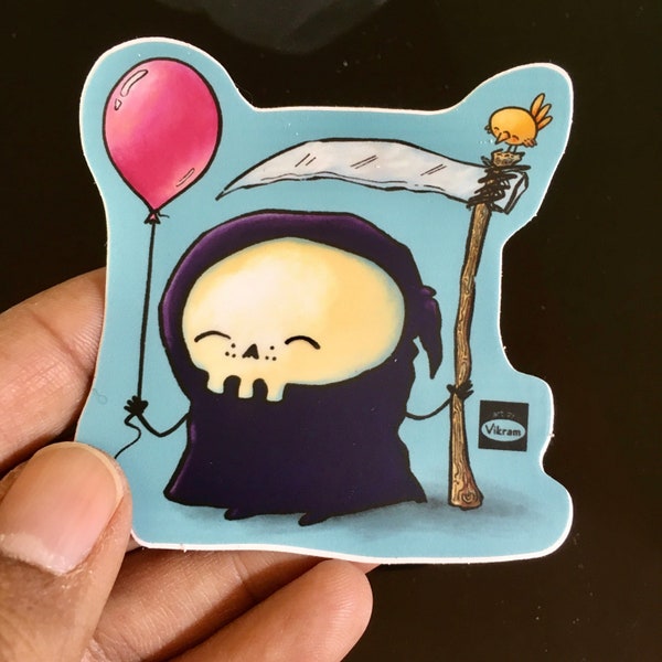 The Short-Lived Balloon - Blue - Fun Lil' Reaper Vinyl Sticker