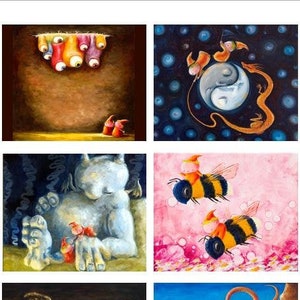 Pixie Adventures Kunstkartensammlung - lustiges buntes Kunstpostkartenset für Mailing, Display und Geschenke