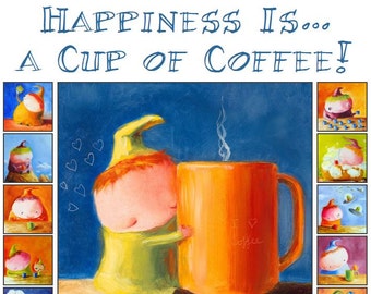 Funny Coffee Art Book: 'Happiness Is... A Cup of Coffee' - Signed!