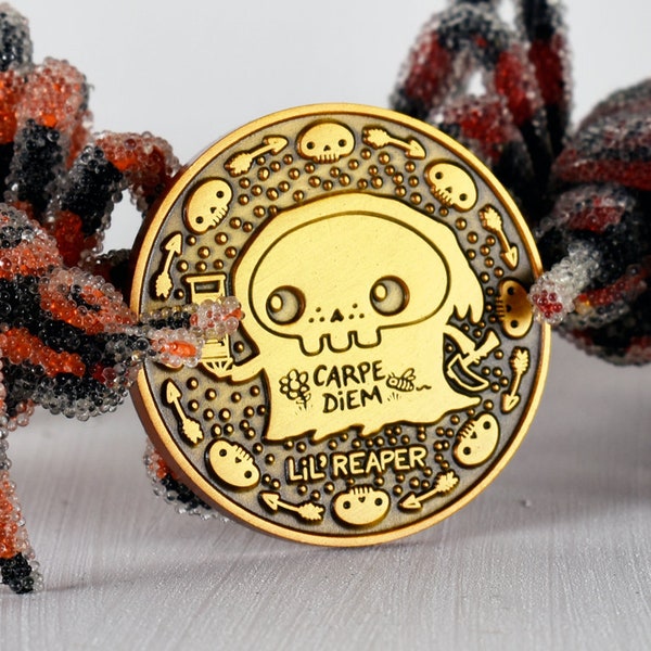 Lil' Reaper 'Carpe Diem' (Seize the Day) Hourglass-Reaper Raven Art Coin