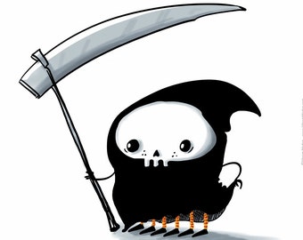 Six Feet Under - funny Lil' Grim Reaper Print