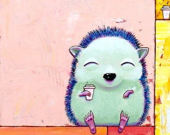 Keep Calm - Hedgehog Fun Meditative Peaceful Coffee Tea Print