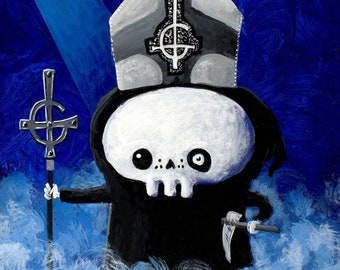 Lil' Reaper Ghost Papa - Fun Art Music Metal Tribute Print