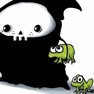 Time to Croak funny Lil' Grim Reaper Print image 2