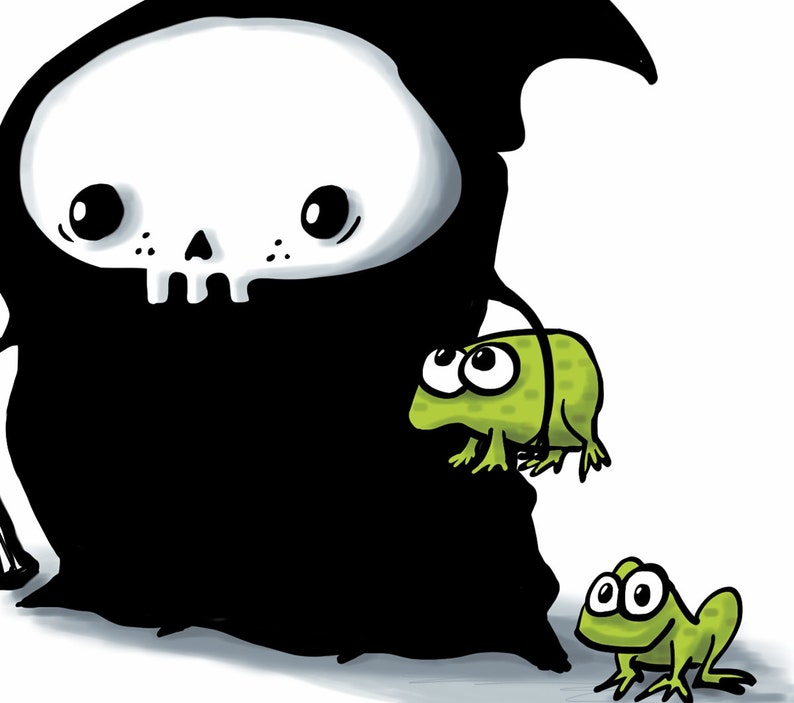 Time to Croak funny Lil' Grim Reaper Print image 2