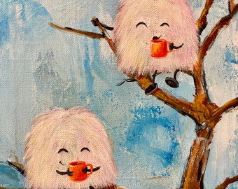 Original Painting - 'Winter Warmth’ - Cute Fuzzies - Free Shipping