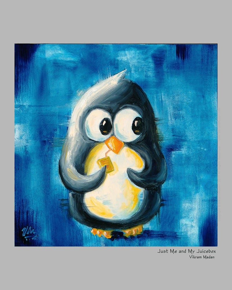 Just Me and My Juice Box - Super-cute Penguin Print - Etsy
