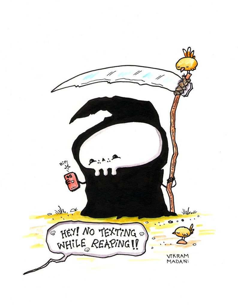 No Texting While Reaping Fun Lil' Reaper Print image 1