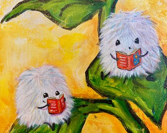 Original Painting - 'Summer Reading’ - Cute Fuzzies - Free Shipping