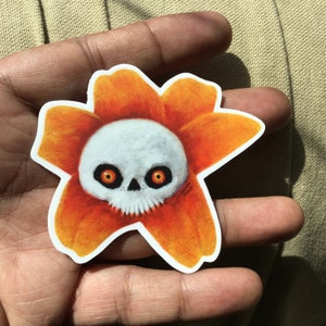 Skull-Flower Spooky Vinyl Sticker image 2