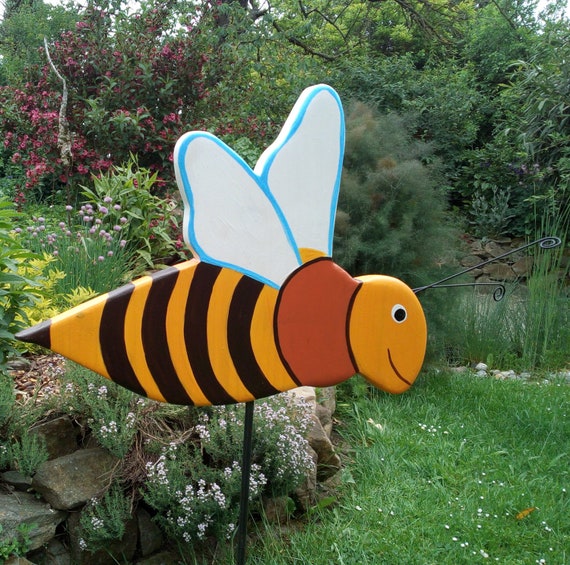 2er Set Gartenstecker mit Regenmesser Biene rot 116cm Formano gelb H 