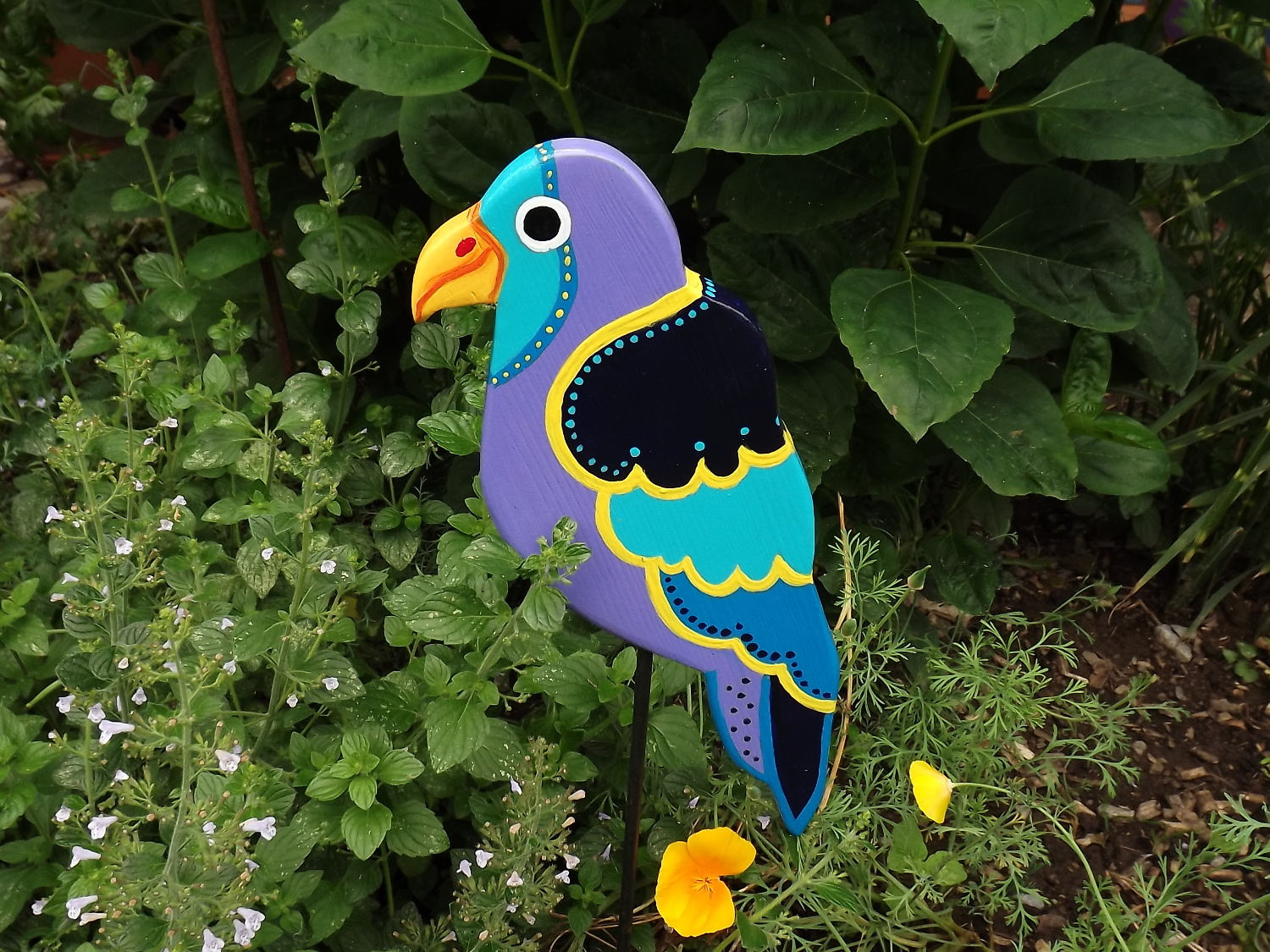 Papagei lilaGartenskulptur Beetstecker Vogel Gartenstecker | Etsy