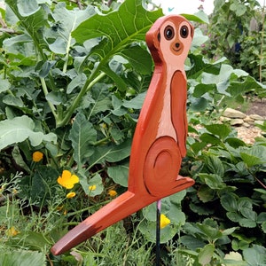 Erdmännchen Gartenstecker aus Holz, handbemalt, wetterfest lackiert, Gartendekoration Bild 5