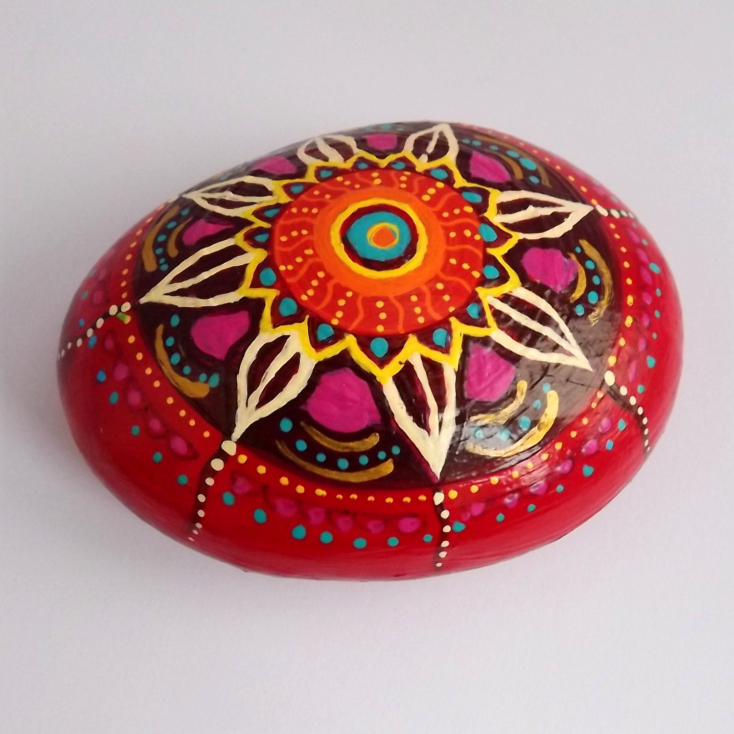 Rock, - Mandala Kunst, Briefbeschwerer, Deko Paperweight, Etsy Art, Stein, Handbemalt, Sammlerstück, Mandala Mandala