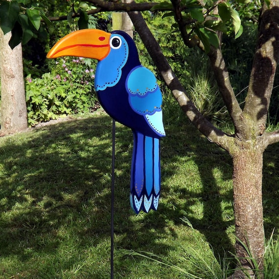 Outdoor Garten Deko, Wetterfest Handbemalter Tukan Gartenstecker 