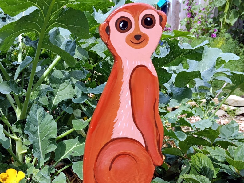 Erdmännchen Gartenstecker aus Holz, handbemalt, wetterfest lackiert, Gartendekoration Bild 6