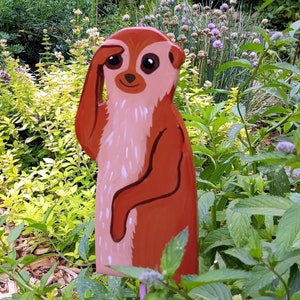 Erdmännchen Gartenstecker aus Holz, handbemalt, wetterfest lackiert, Gartendekoration Bild 4