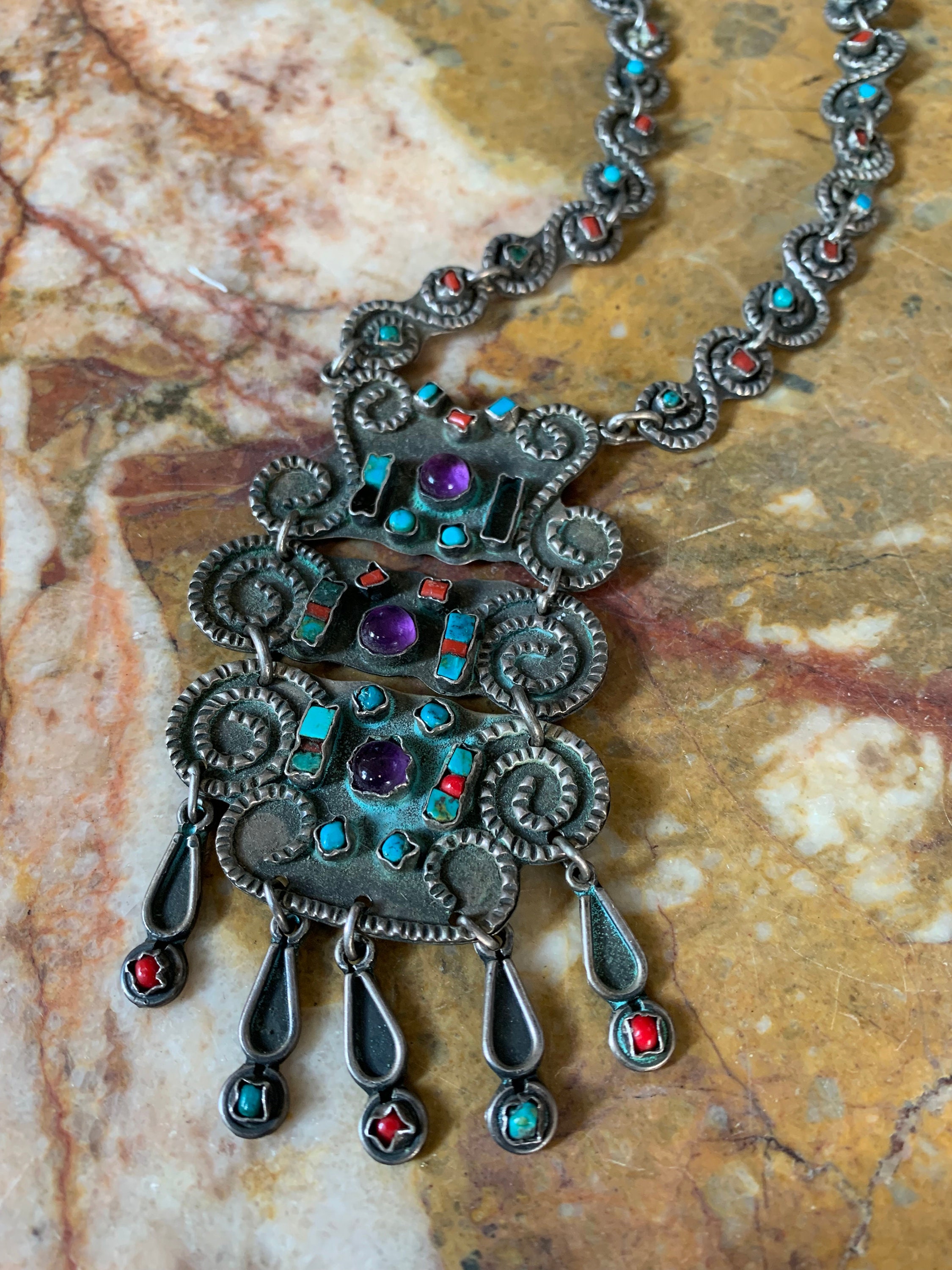 Sold at Auction: Vintage Mexican Silver & Sodalite Necklace
