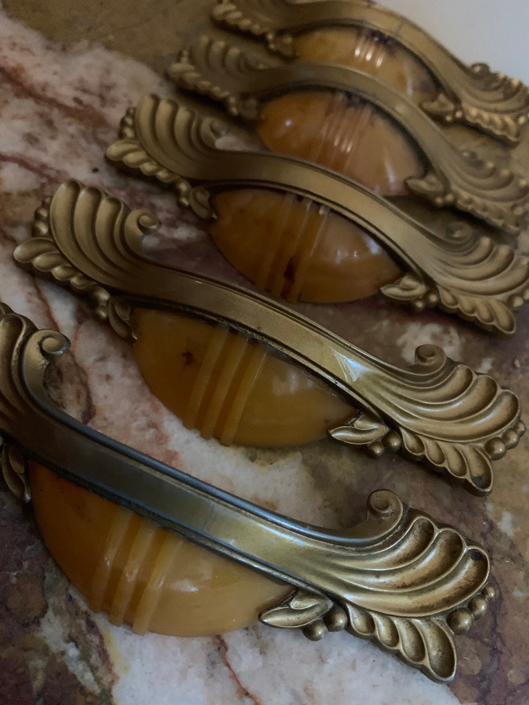 Vintage Set of Twelve Art Deco Furniture Handles, Dresser Hardware ...