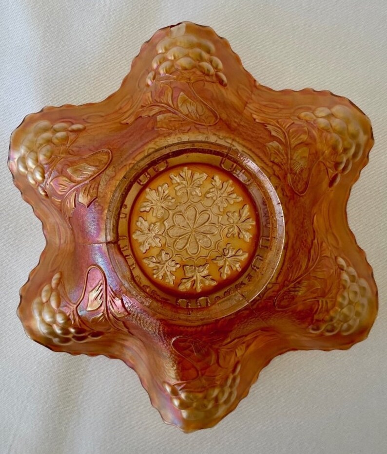 Fenton Carnival Glass Bowl Fluted Edge marigold Iridescent Etsy Australia