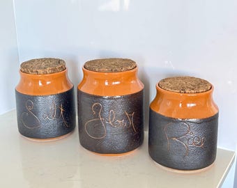 Retro Flour Canister #7 Hanstan Pottery 1970s Australian Pottery small faults