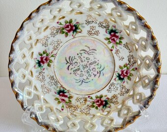Vintage Fan Crest Japan Reticulated Lusterware Saucer Only (Replacement)